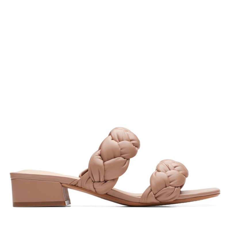 Apricot Clarks Seren25 Braid Praline Leather Women's Sandals | 27354-XITD