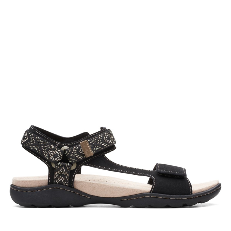 Black Clarks Amanda Step Sde Women's Sandals | 64082-GKML