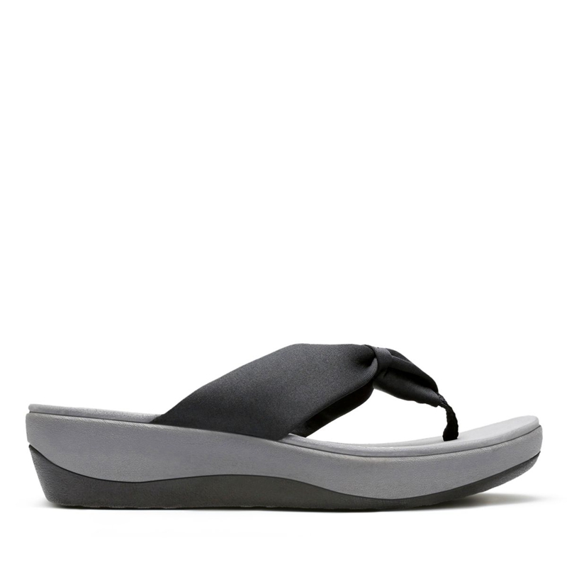 Black Clarks Arla Glison Fabric Women's Flip Flops | 47302-EQVH