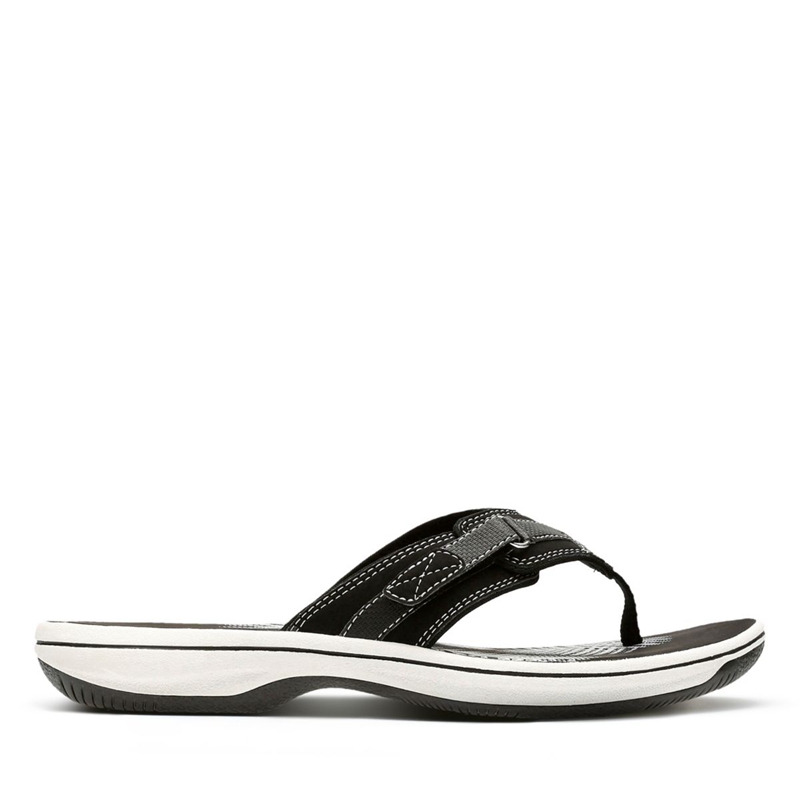 Black Clarks BREEZE SEA Synthetic Women's Flip Flops | 15602-SMDO