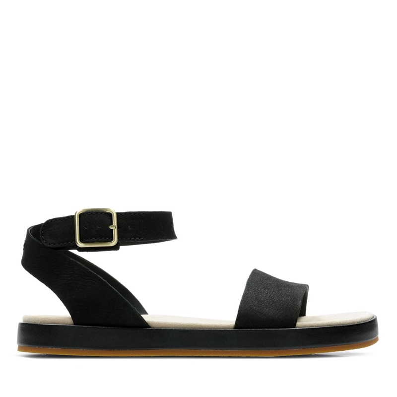 Black Clarks Botanic Ivy Nubuck Women's Sandals | 03217-SQTJ