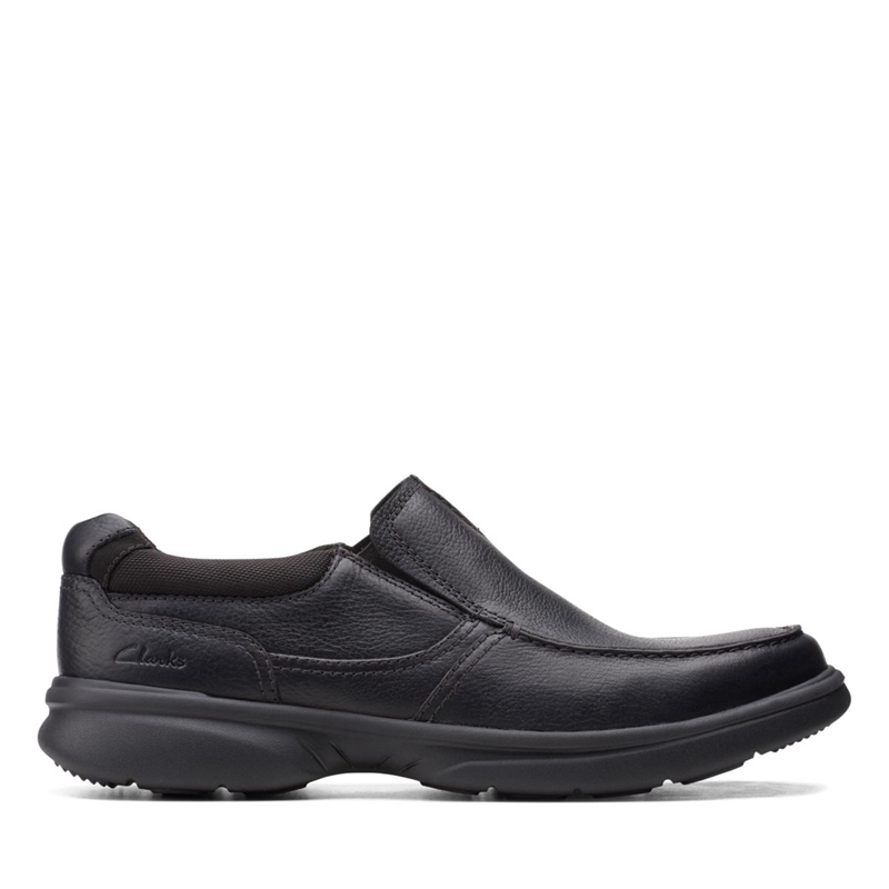 Black Clarks Bradley Free Blk Tumbled Lea Men's Loafers | 16508-JRFO