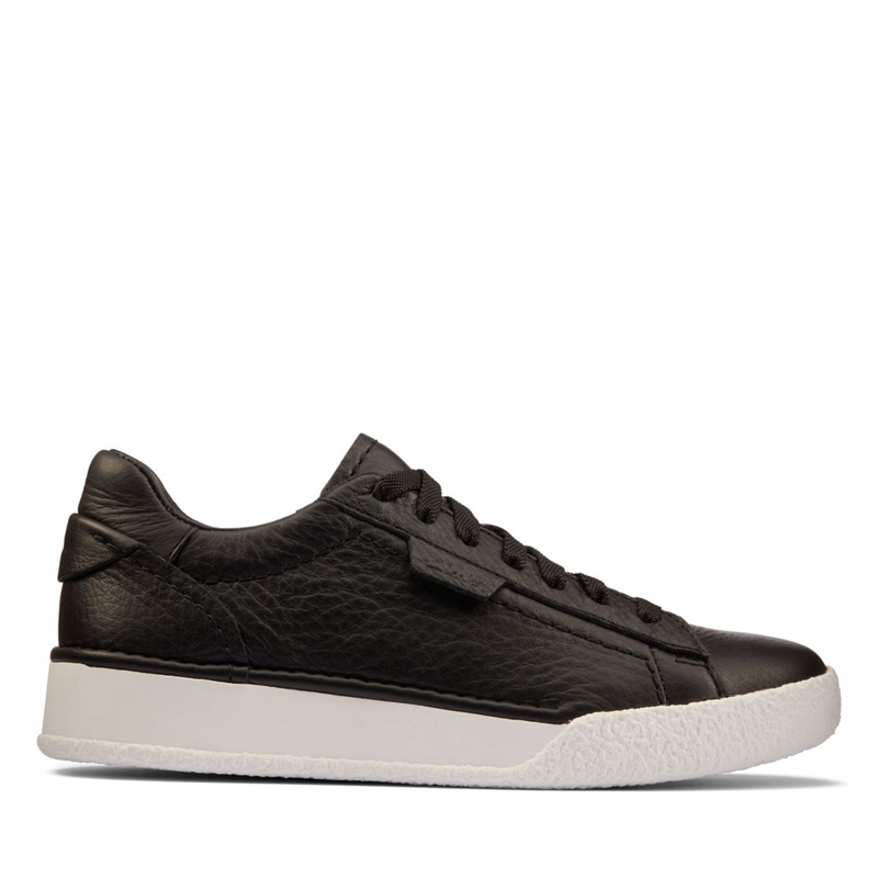 Black Clarks Craft Cup Lace Leather Women's Sneakers | 57012-VLPB