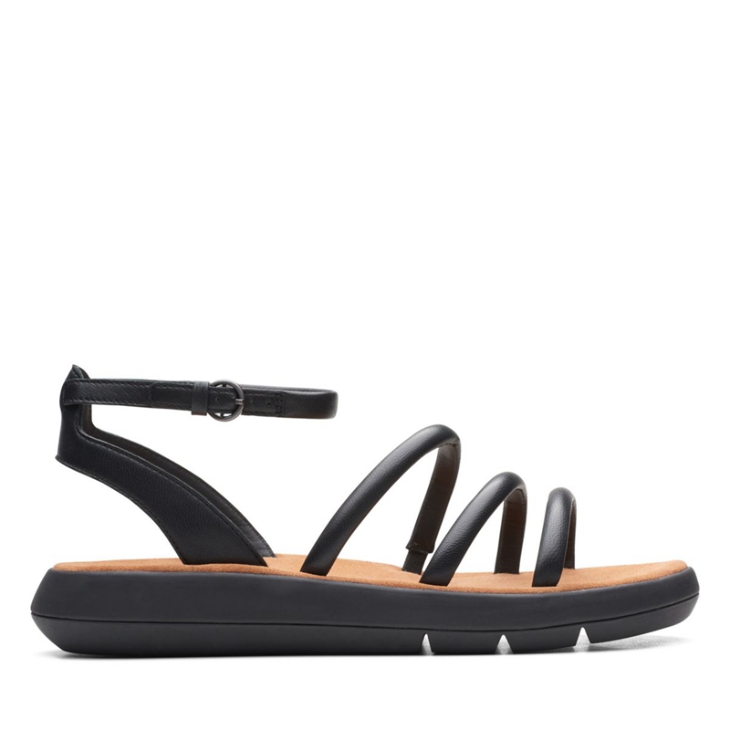 Black Clarks Jemsa Style Leather Women's Sandals | 10892-KIXE