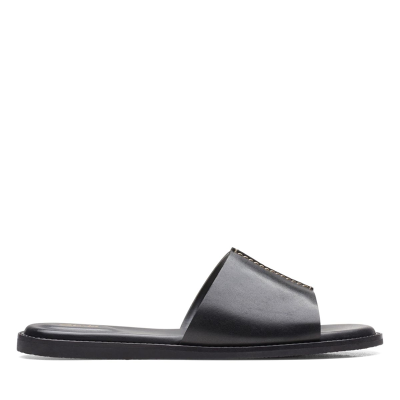 Black Clarks Karsea Mule Leather Women's Sandals | 17239-EQHC