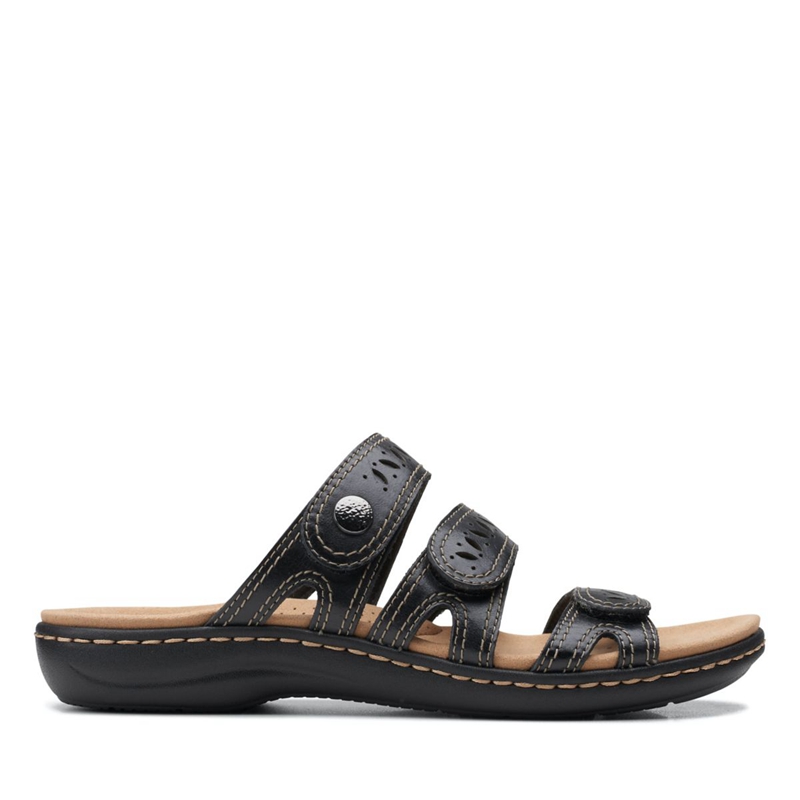 Black Clarks Laurieann Dee Leather Women's Sandals | 12675-CFSN