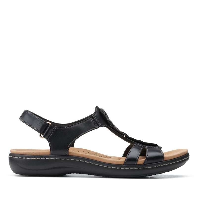 Black Clarks Laurieann Kay Leather Women's Sandals | 85106-WSOI