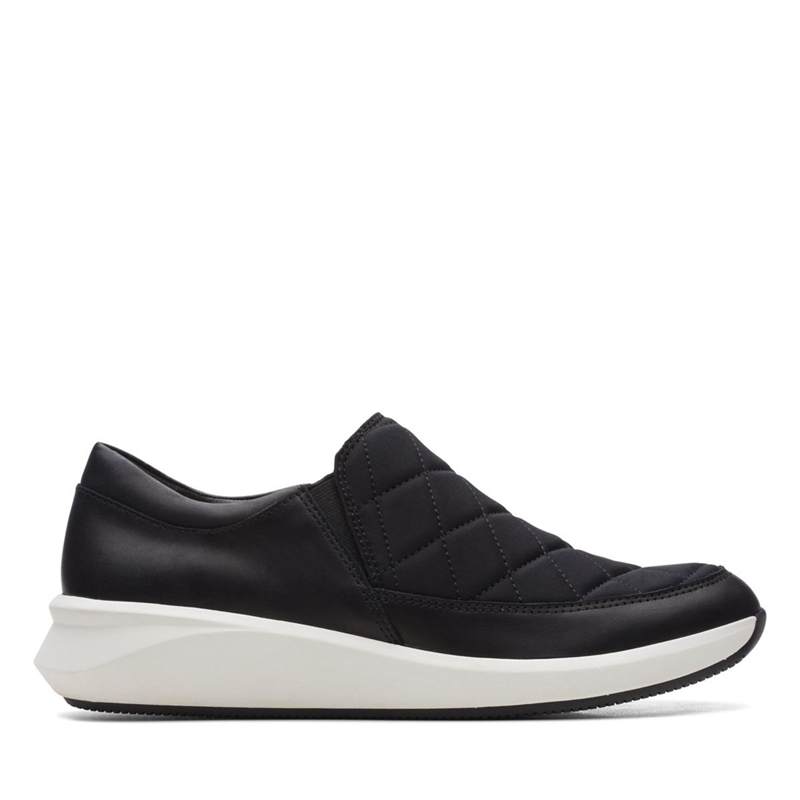 Black Clarks Un Rio Spark Combi Women's Slip Ons | 47615-JGMP