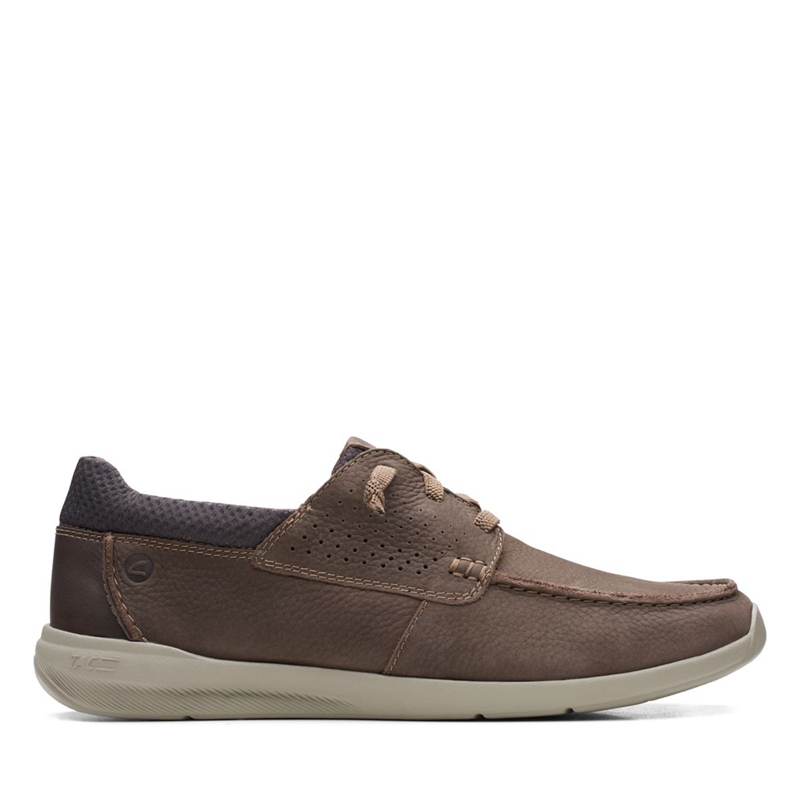 Brown Clarks Gorwin Moc Nubuck Men's Slip Ons | 38679-GSAY