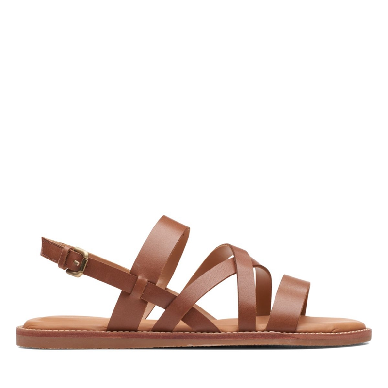 Brown Clarks Karsea Sun Leather Women's Sandals | 40675-ITPE