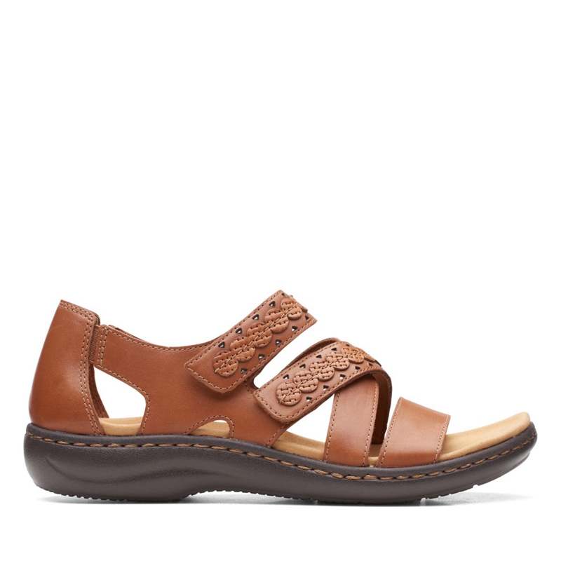 Brown Clarks LaurieannHolly Tan Leather Women's Sandals | 38047-ZKJF