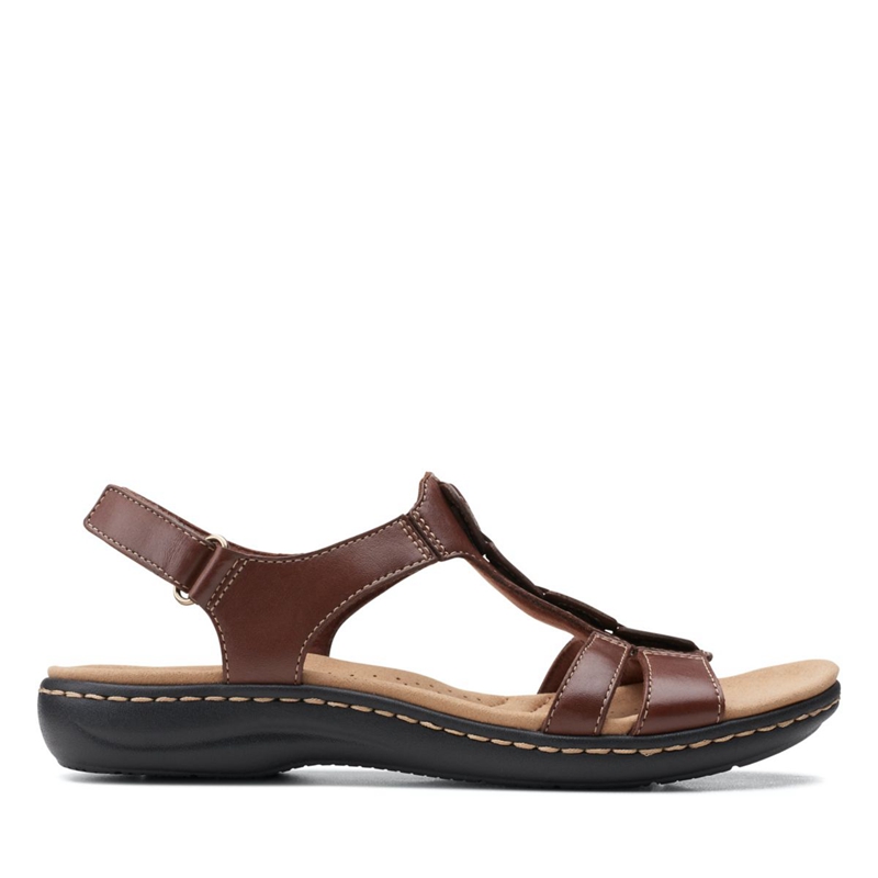 Brown Clarks Laurieann Kay Leather Women's Sandals | 68142-AIRQ