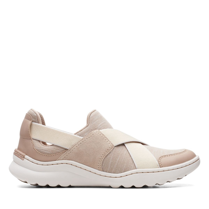 Brown Clarks Teagan Go Sand Combi Women's Slip Ons | 20198-NCKD