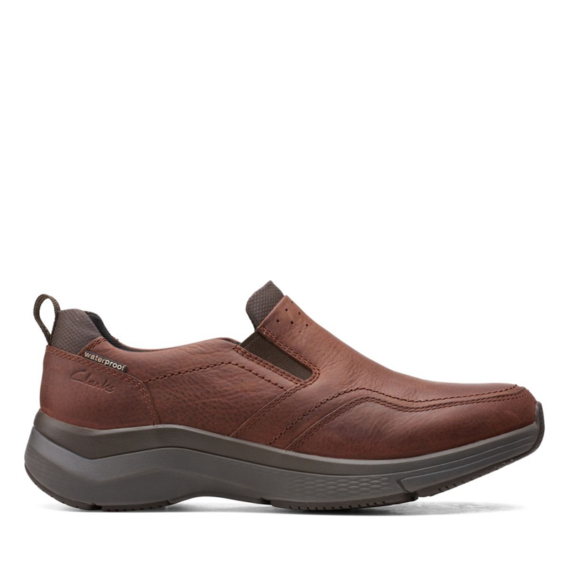 Brown Clarks Wave 2.0 Edge Oily Men's Loafers | 14098-OVSA