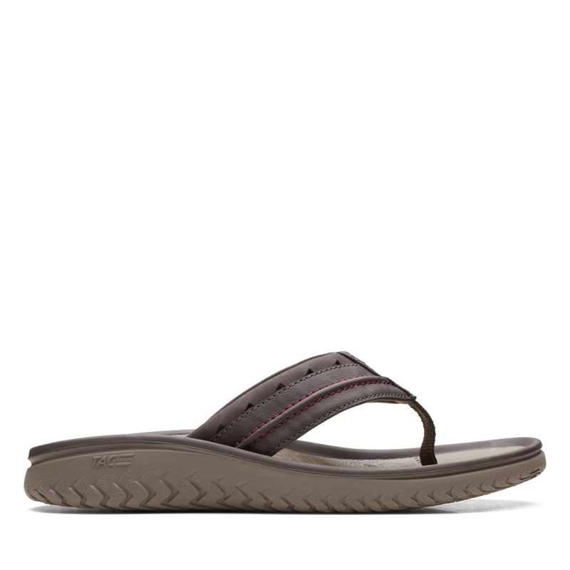 Brown Clarks Wesley Post Men's Flip Flops | 48973-CKFW