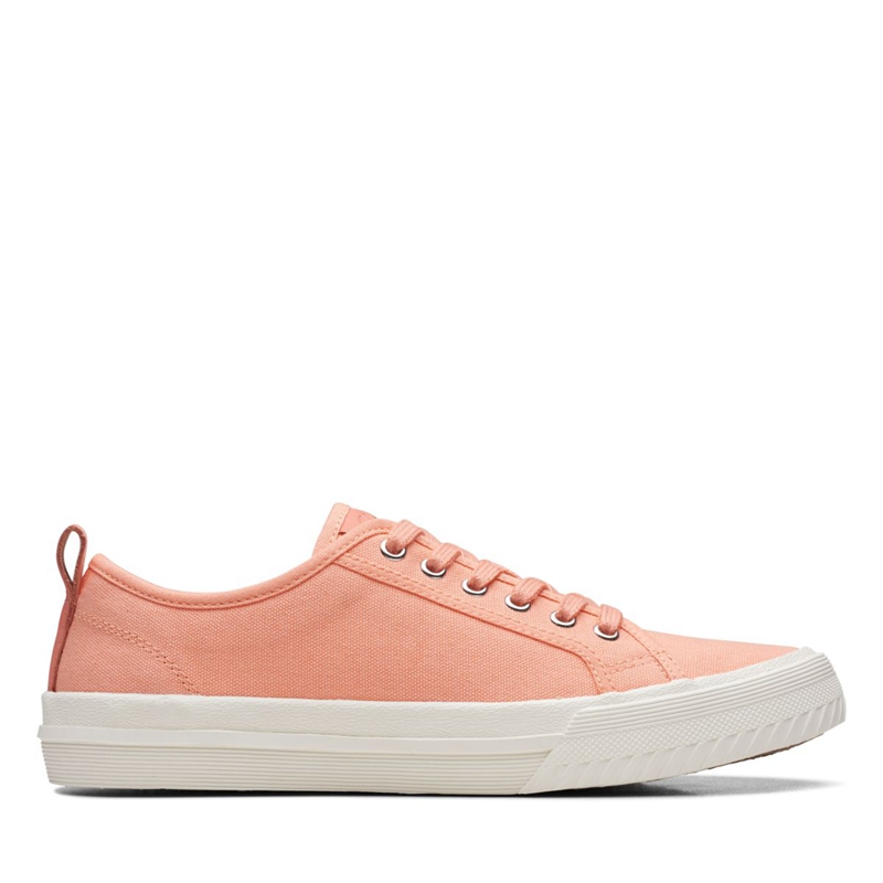 Coral Clarks Roxby Lace Canvas Women's Sneakers | 39105-KFET