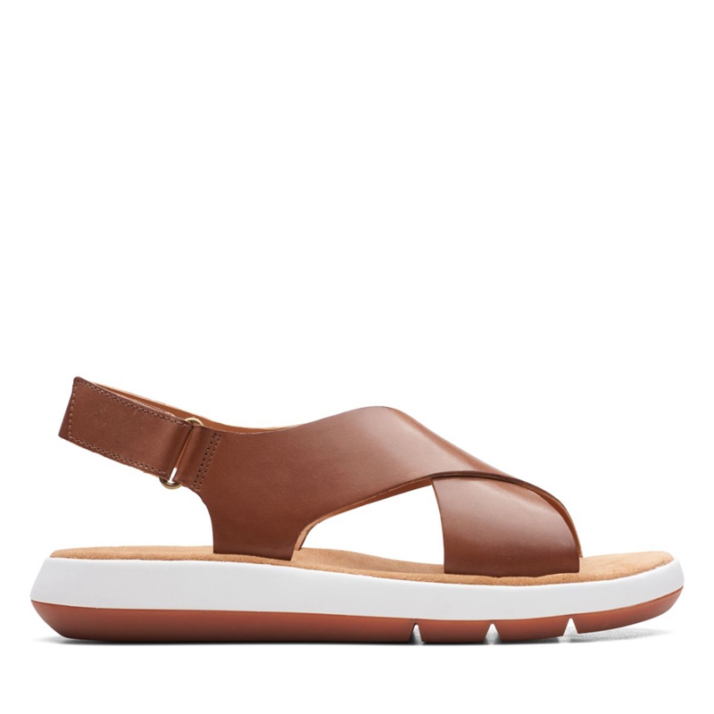 Dark Brown Clarks Jemsa Cross Lea Women's Sandals | 14572-CTFJ