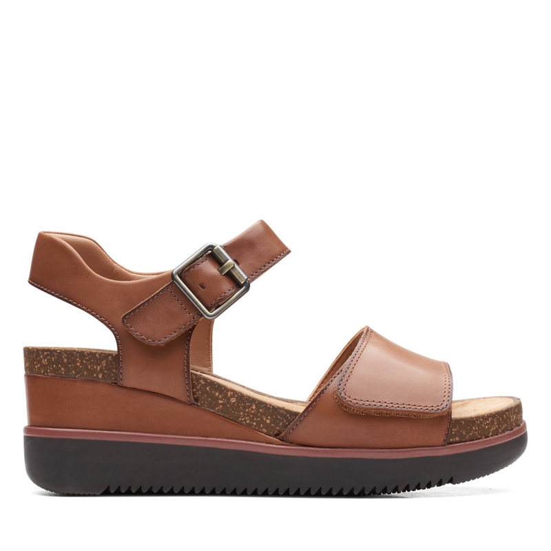 Dark Brown Clarks Lizby Strap Lea Women's Sandals | 85213-NTEA