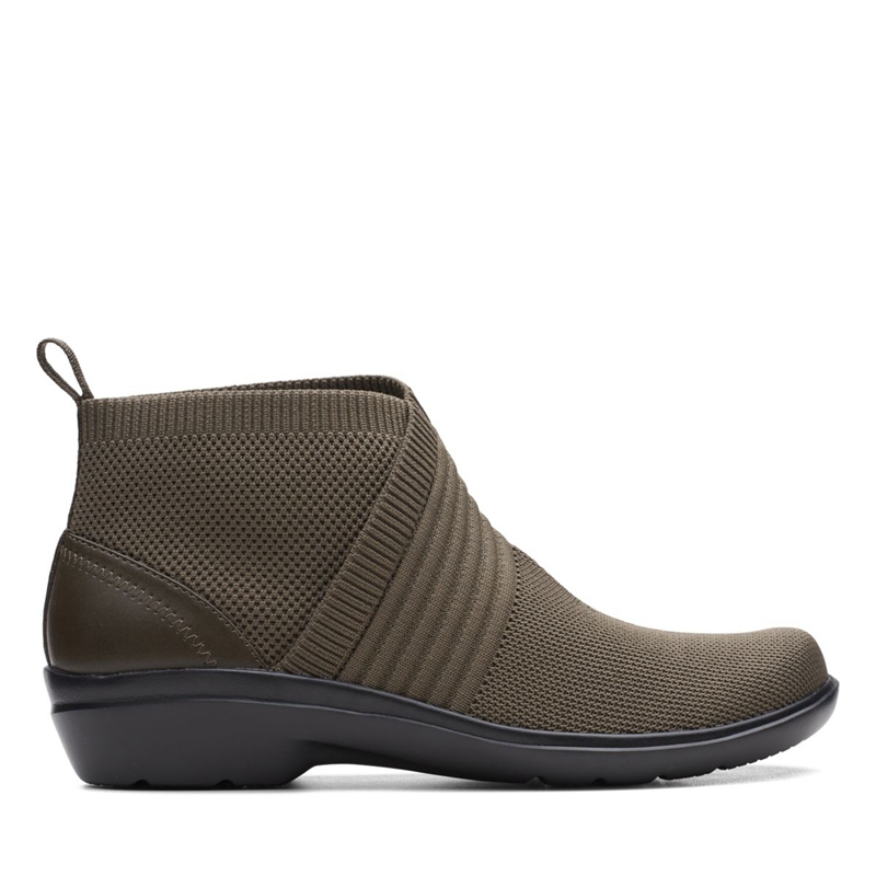 Dark Olive Clarks Sashlyn Mid Combi Women's Chukka Boots | 73804-EZJY