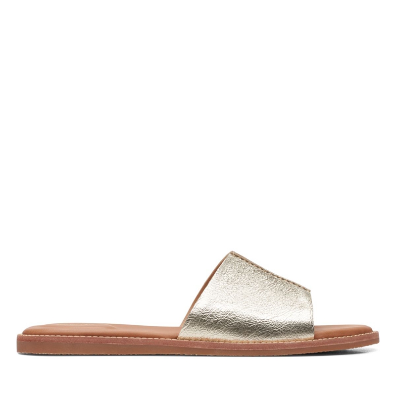 Gold Metal Clarks Karsea Mule Champagne Women's Sandals | 07693-GMEN