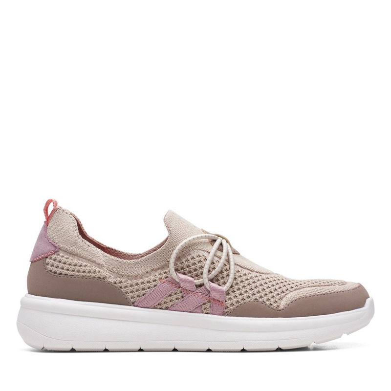 Grey Brown Clarks Ezera Run Combi Women's Sneakers | 21804-DMOW