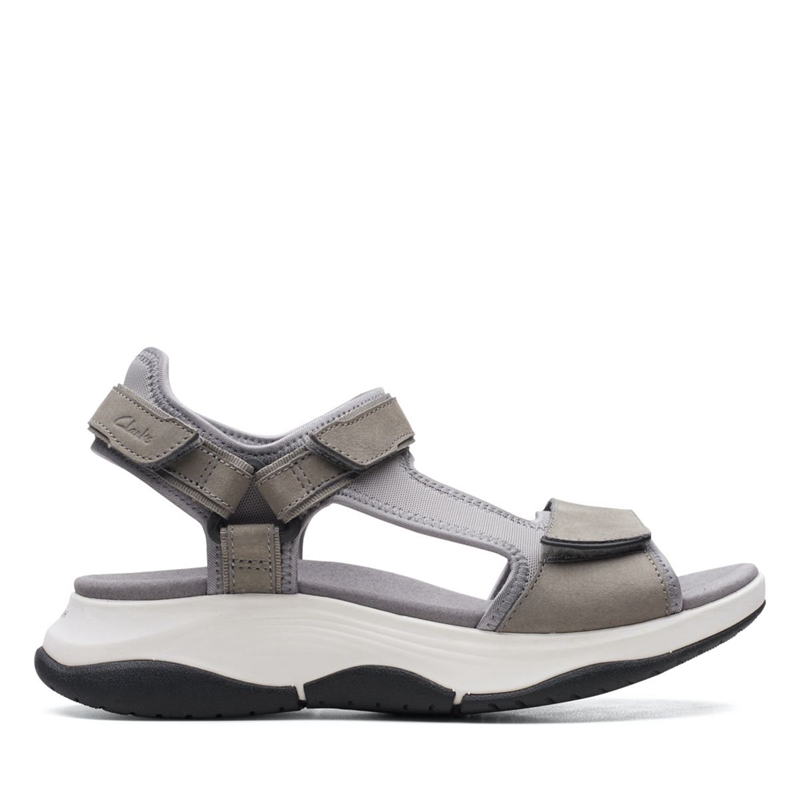 Grey Clarks Wave 2.0 Skip Grey Combi Women's Sandals | 41563-RWBD