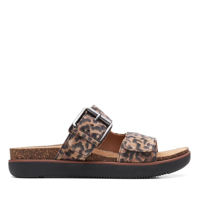 Leopard Clarks Elayne Ease Print Women's Sandals | 17526-BCNP