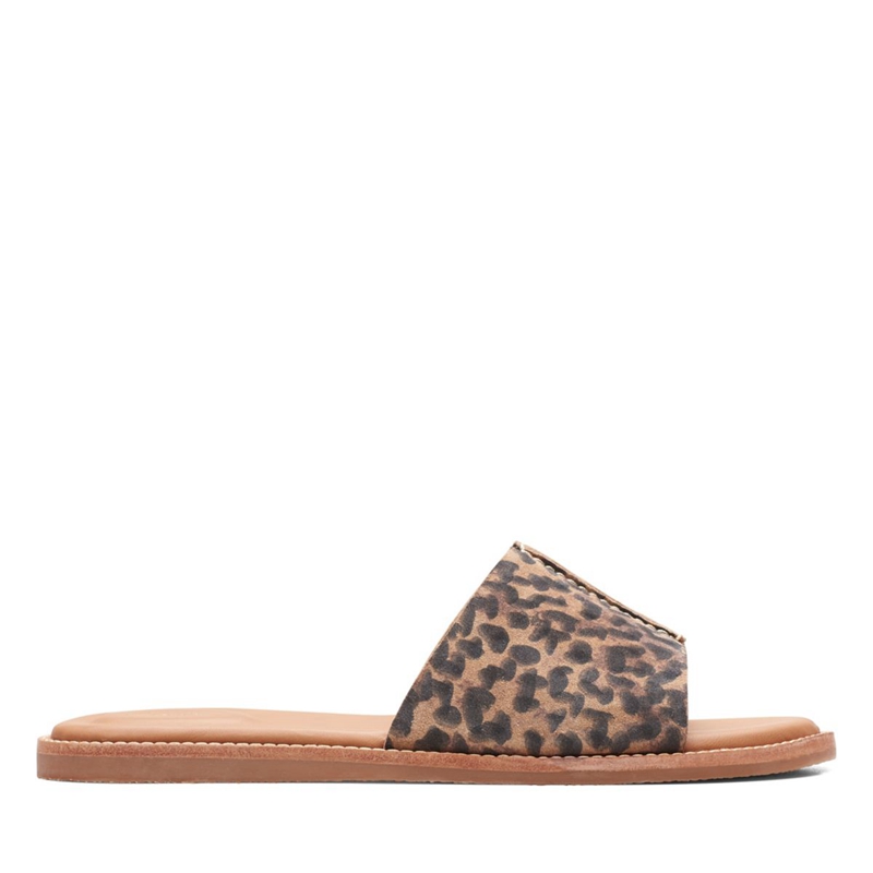 Leopard Clarks Karsea Mule Print Women's Sandals | 51243-KTGD