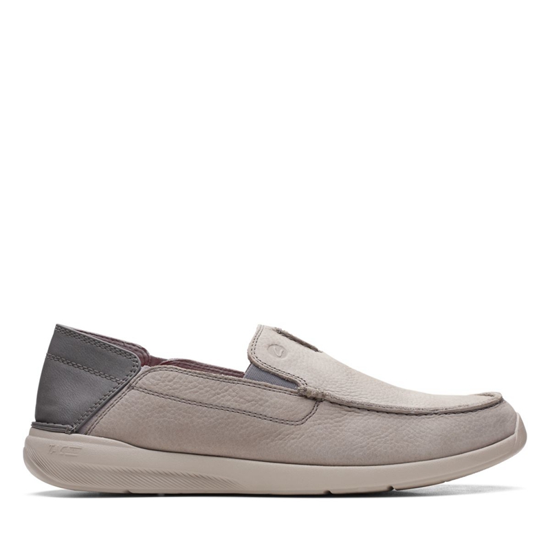 Light Grey Clarks Gorwin Step Nub Men's Slip Ons | 20356-NLRA