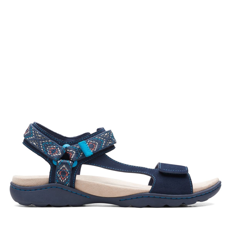 Navy Clarks Amanda Step Suede Women's Sandals | 01873-VBKW