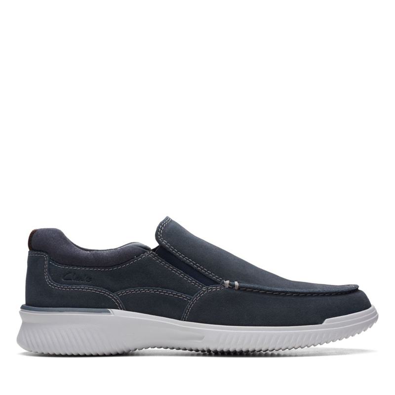 Navy Clarks Donaway Free Waxy Men's Slip Ons | 69318-JZAW