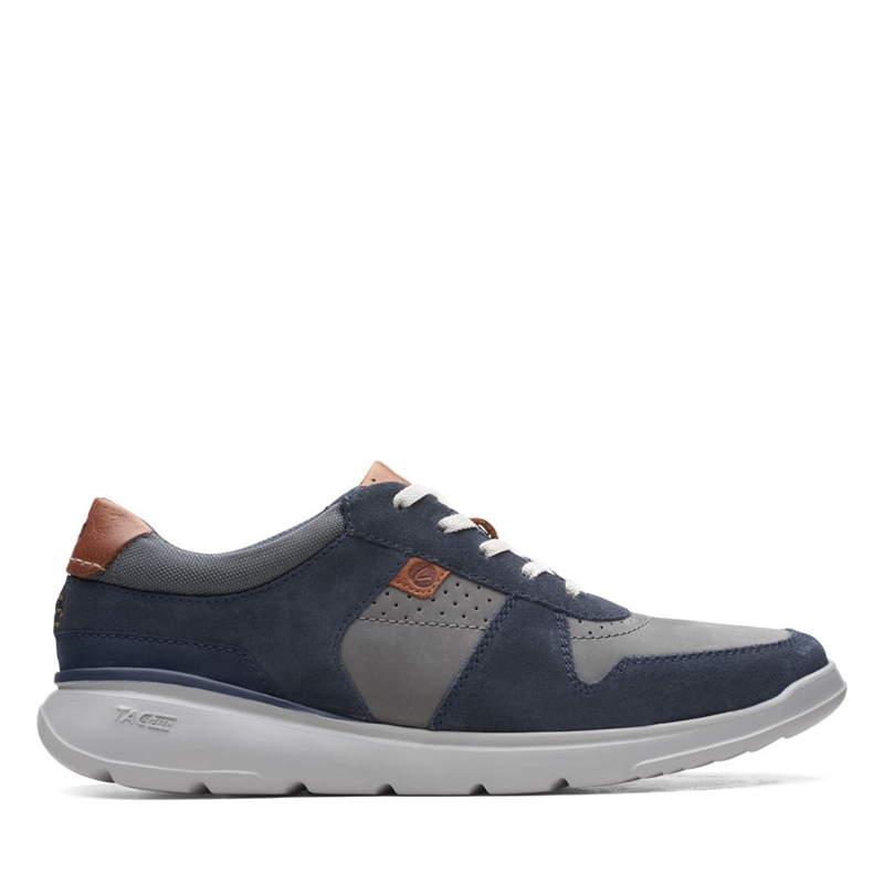 Navy Clarks Gaskill Vibe Combi Men's Sneakers | 08346-VQGU