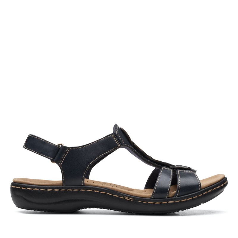 Navy Clarks Laurieann Kay Leather Women's Sandals | 42513-CJBE