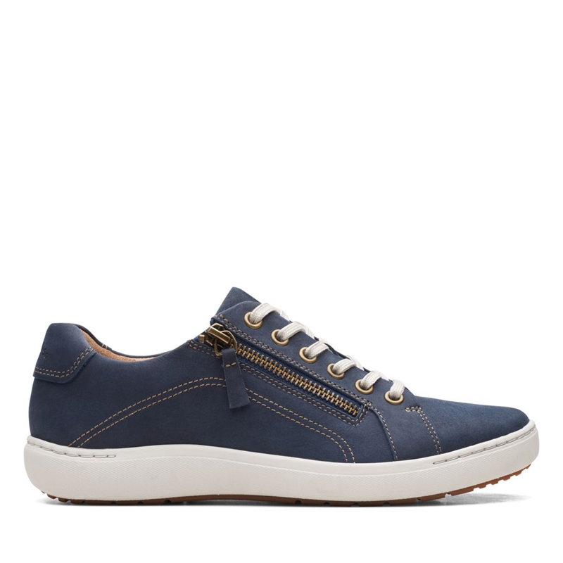 Navy Clarks Nalle Lace Nubuck Women's Sneakers | 53710-ILMZ