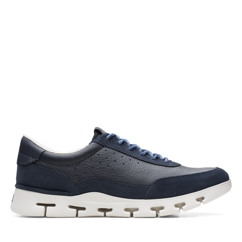 Navy Clarks Nature X One Combi Men's Sneakers | 08792-YCVI