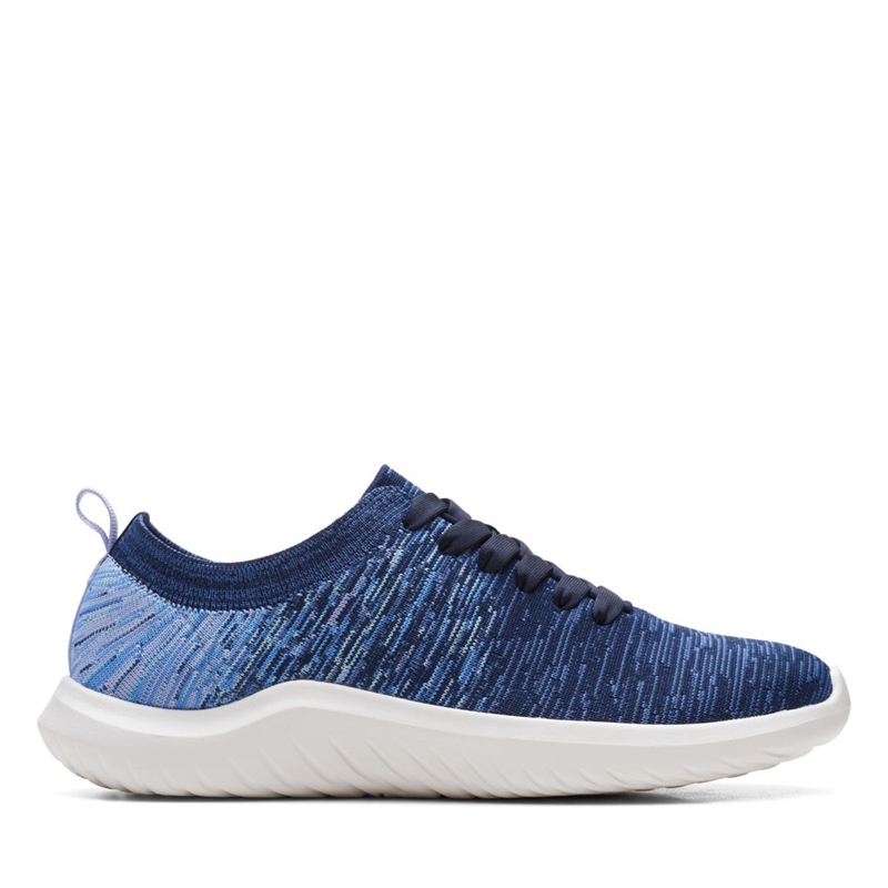 Navy Clarks Nova Glint Dark Combi Women's Sneakers | 12896-SEZH