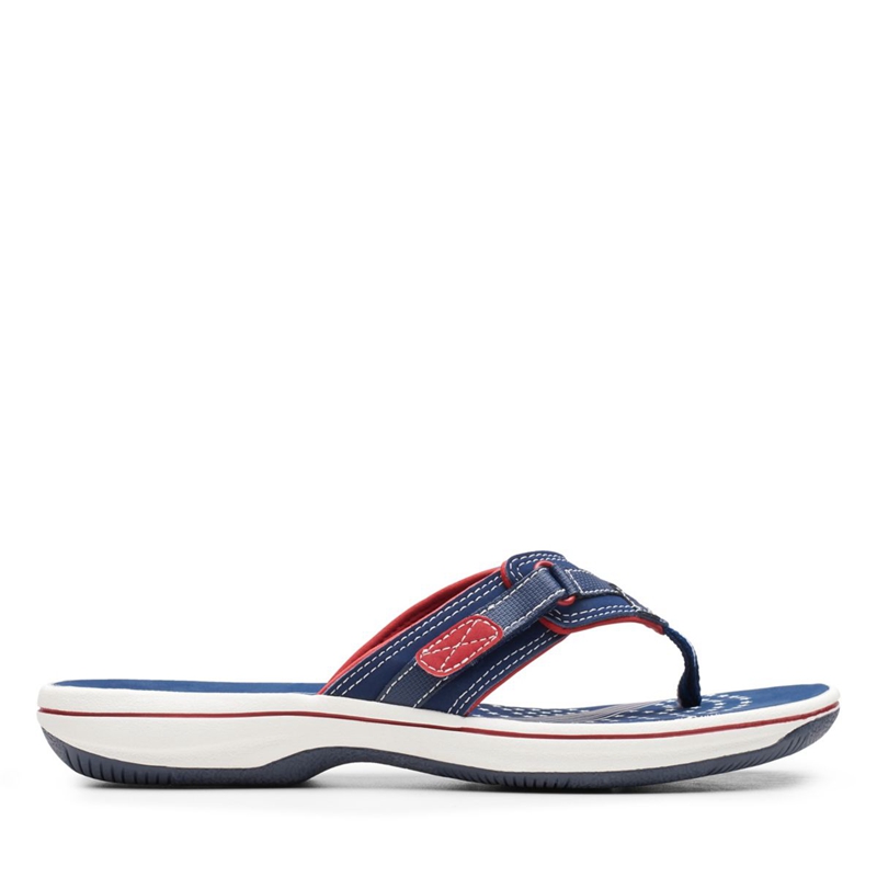 Navy / Red Clarks BREEZE SEA Women's Flip Flops | 86147-CSIF