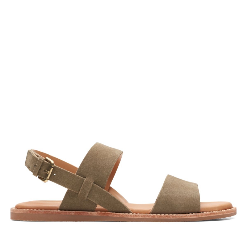 Olive Clarks Karsea Strap Suede Women's Sandals | 83794-PLTV