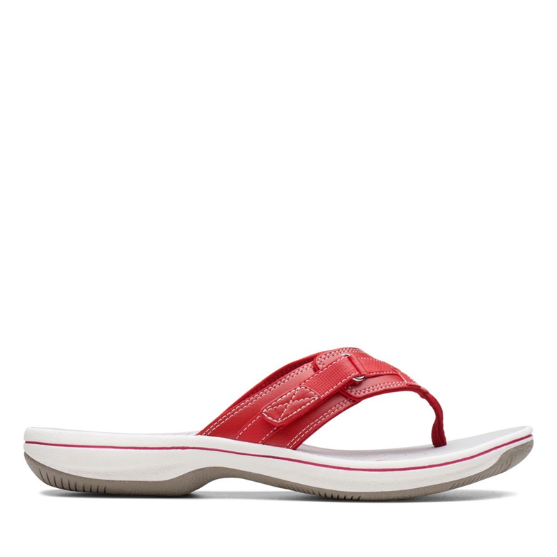 Red Clarks BREEZE SEA Synthetic Women's Flip Flops | 04317-NBOF