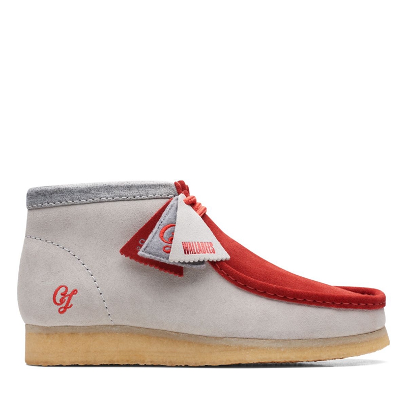 Red / Grey Clarks VCY Men's Booties | 20745-DAEL