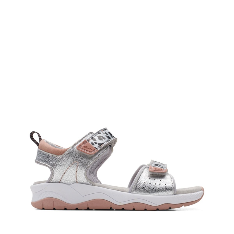 Silver Clarks Clowder Print Kid Kids' Sandals | 72309-LKES