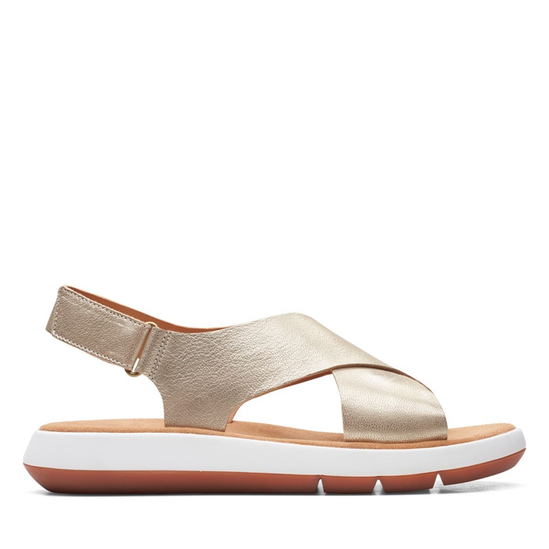 Silver Clarks Jemsa Cross Lea Women's Sandals | 63257-TAHN