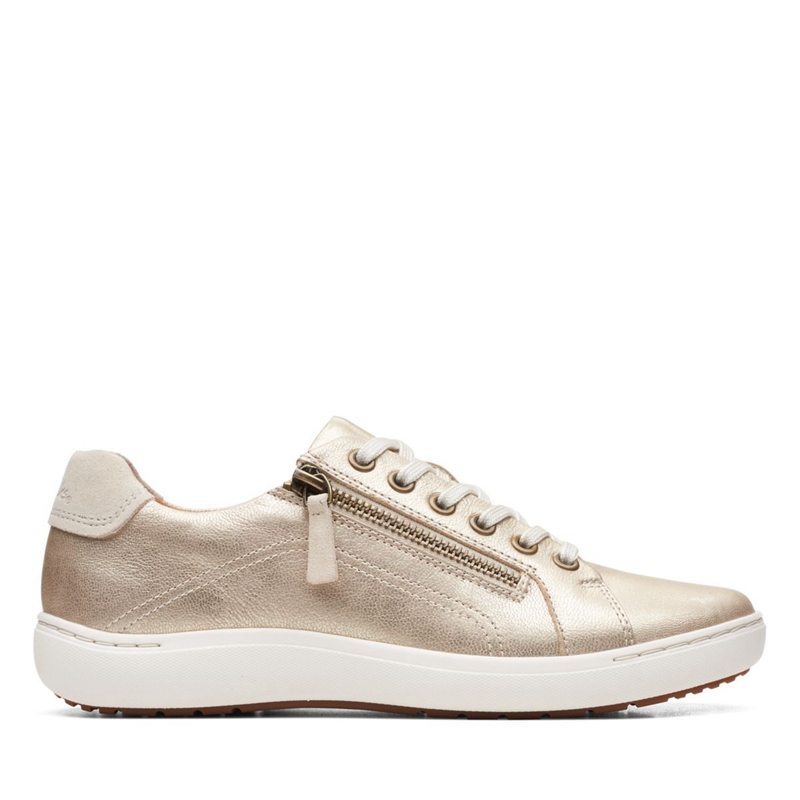 Silver Clarks Nalle Lace Champagne Lea Women's Sneakers | 38105-JVKI