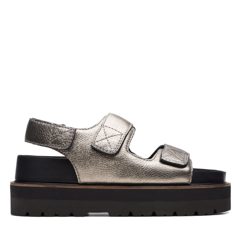 Silver Clarks Orianna Sea Metallic Women's Sandals | 94521-IDZU