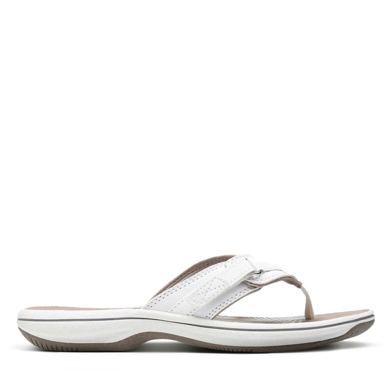 White Clarks BREEZE SEA Synthetic Women's Flip Flops | 19375-AHKV