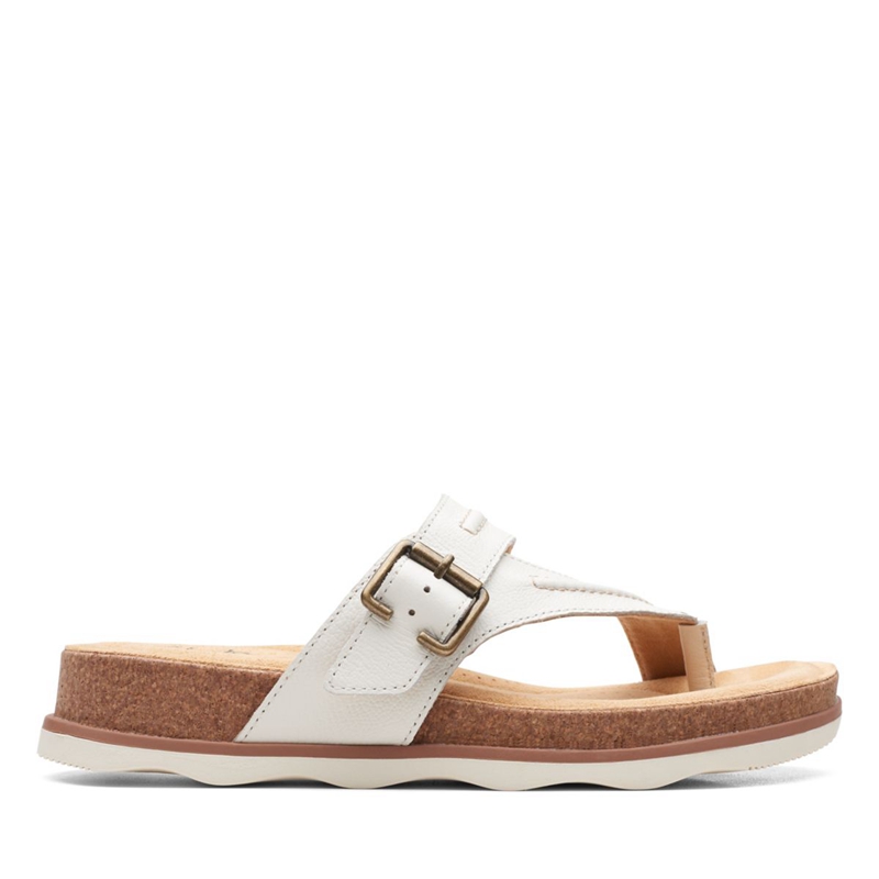 White Clarks Brynn Madi Leather Women's Sandals | 84130-SPOQ