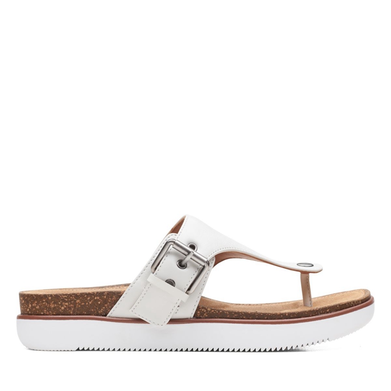 White Clarks Elayne Step Leather Women's Sandals | 84651-BEJK