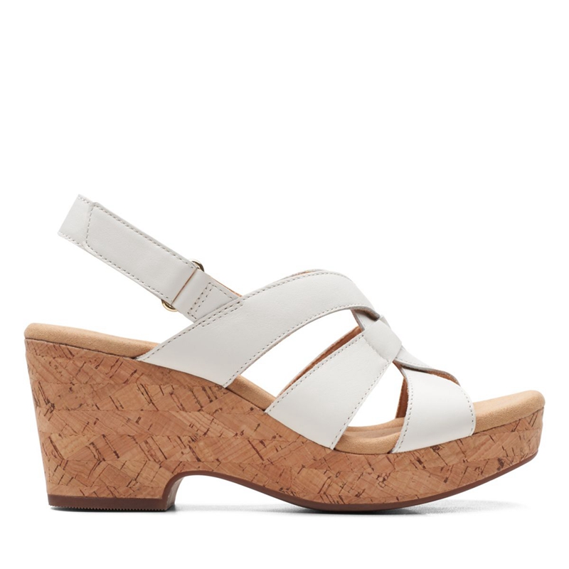 White Clarks Giselle Beach Leather Women's Sandals | 14296-AGTN