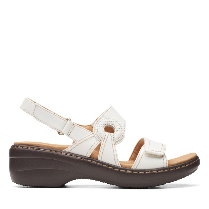 White Clarks Merliah Opal Leather Women's Sandals | 32851-TQEB