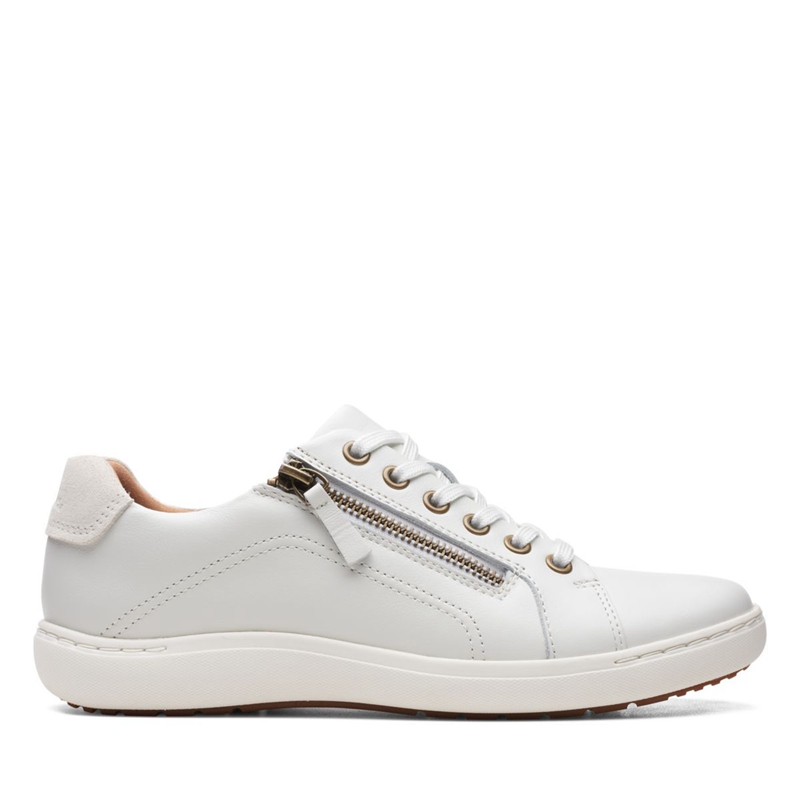 White Clarks Nalle Lace Leather Women's Sneakers | 29183-MVGU